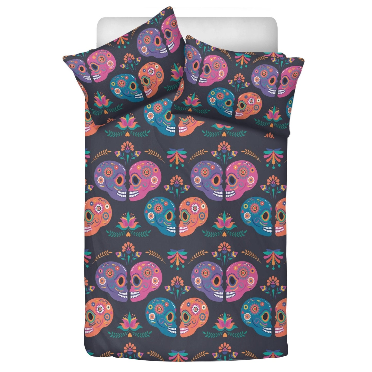 4pcs sugar skull bedding set, candy skull duvet cover set, day of the dead skull bedding set Halloween gothic skull duvet cover pillow cover