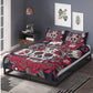 4pcs Floral sugar skull bedding duvet cover set, day of the dead skull candy skull bedding set, sugar skull duvet cover set pillow covers