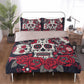 4pcs Floral sugar skull bedding duvet cover set, day of the dead skull candy skull bedding set, sugar skull duvet cover set pillow covers