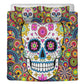 4pcs Floral sugar skull bedding duvet cover set, day of the dead skull candy skull bedding set, sugar skull duvet cover set pillow covers