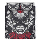4pcs Floral skull bedding set, Rose skull skeleton duvet cover set Halloween skull bedding set Grim reaper skull Comforter Set pillow covers