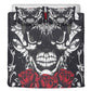 4pcs Floral skull bedding set, Rose skull skeleton duvet cover set Halloween skull bedding set Grim reaper skull Comforter Set pillow covers