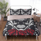 4pcs Floral skull bedding set, Rose skull skeleton duvet cover set Halloween skull bedding set Grim reaper skull Comforter Set pillow covers