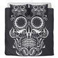 4pcs Floral sugar skull bedding duvet cover set, day of the dead skull candy skull bedding set, sugar skull duvet cover set pillow covers