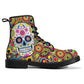 Day of the dead leather boots, sugar skull boots for men women sugar skull women's boots, candy skull women's boots, Calaveras leather boots