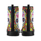 Day of the dead leather boots, sugar skull boots for men women sugar skull women's boots, candy skull women's boots, Calaveras leather boots