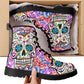 Dia de los muertos leather boots, sugar skull boots for men women, skull women's boots candy skull women's boots Mexican skull leather boots