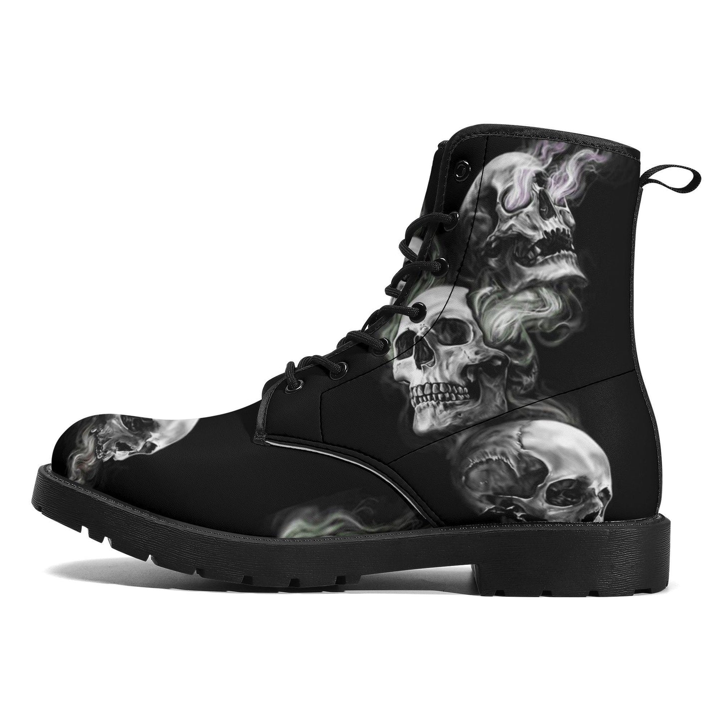 Halloween skull leather boots, Gothic skull boots for men women, Flaming skull women's boots skeleton boots, evil Bikers skull leather boots