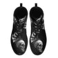 Halloween skull leather boots, Gothic skull boots for men women, Flaming skull women's boots skeleton boots, evil Bikers skull leather boots