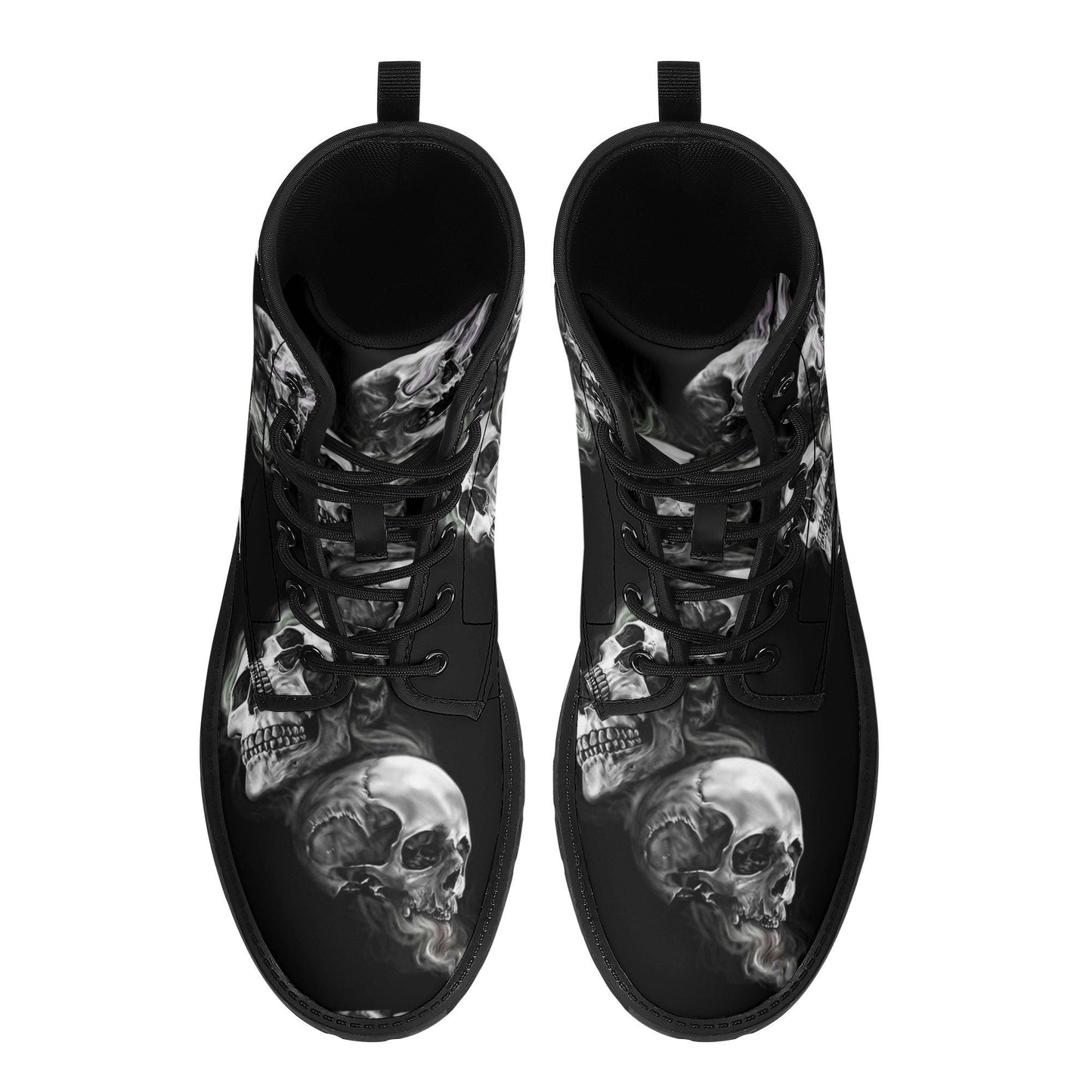 Halloween skull leather boots, Gothic skull boots for men women, Flaming skull women's boots skeleton boots, evil Bikers skull leather boots