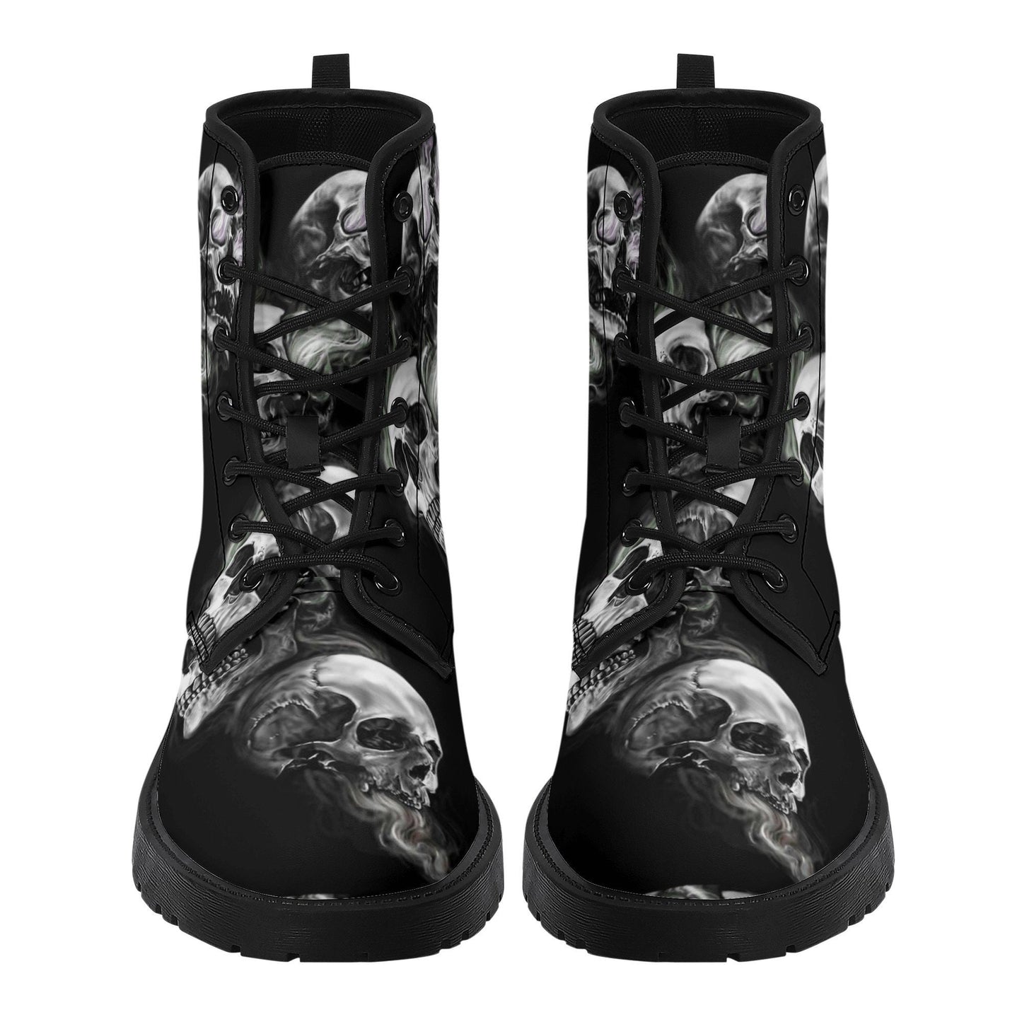 Halloween skull leather boots, Gothic skull boots for men women, Flaming skull women's boots skeleton boots, evil Bikers skull leather boots