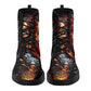 Dragon skull leather boots, Gothic skull boots for men women, Flaming skull women's boots skeleton boots, evil Bikers skull leather boots