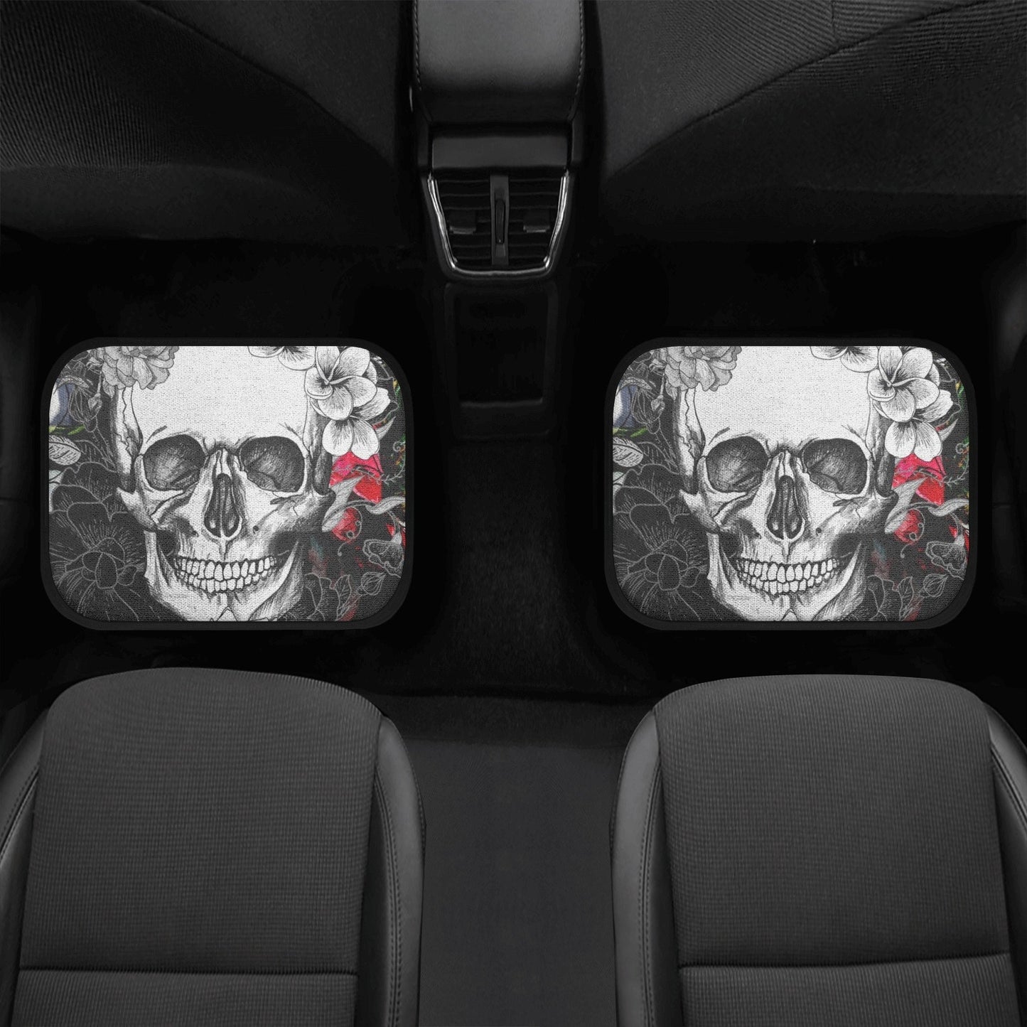 Skull Car Seat Cover car mat full set, Halloween car seat cover mat, Floral skull car mat, skeleton gothic skull car mat seat protector