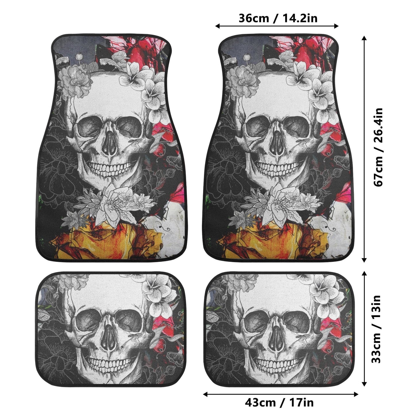 Skull Car Seat Cover car mat full set, Halloween car seat cover mat, Floral skull car mat, skeleton gothic skull car mat seat protector