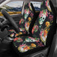 Skull Car Seat Cover car mat full set, Halloween car seat cover mat, Floral skull seat cover for car, gothic skull car mat seat protector