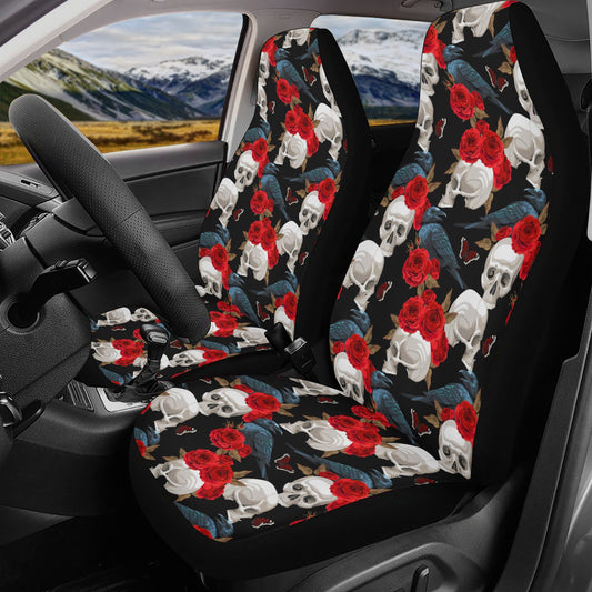 Skull Car Seat Cover car mat full set, Halloween car seat cover mat, Floral skull seat cover for car gothic skull mat seat protector for car