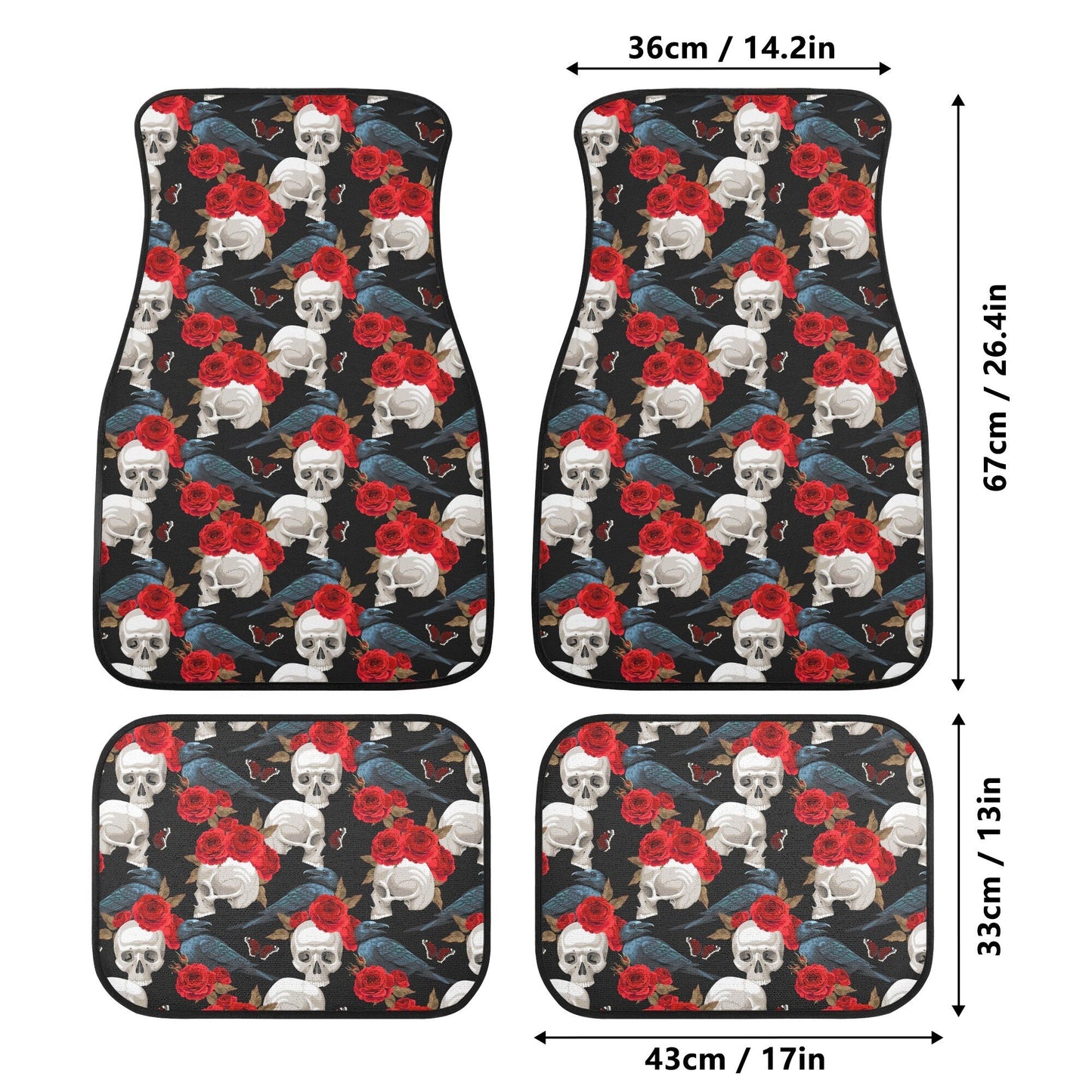 Skull Car Seat Cover car mat full set, Halloween car seat cover mat, Floral skull seat cover for car gothic skull mat seat protector for car