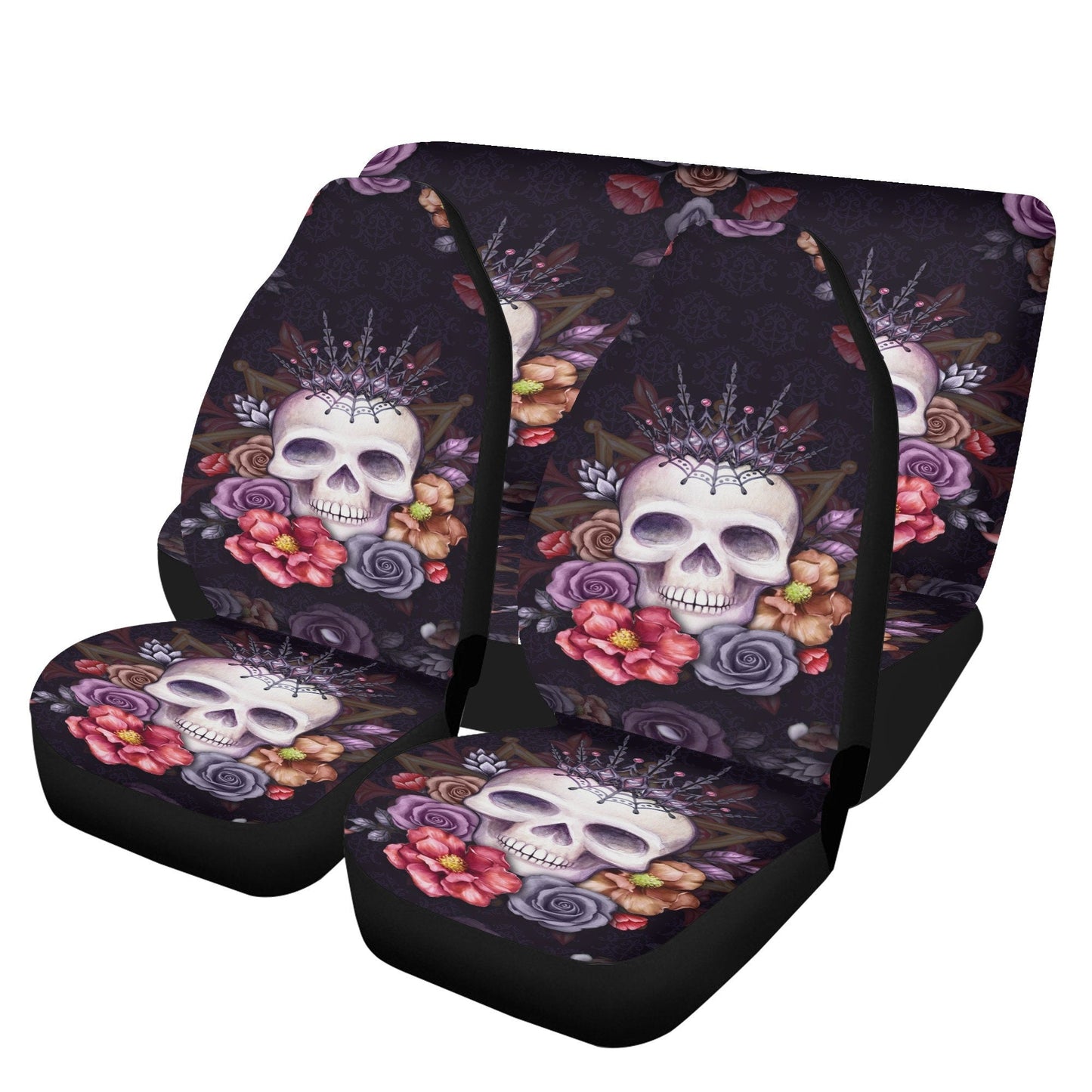 Skull Car Seat Cover car mat full set, Halloween car seat cover mat, KING skull seat cover for car gothic skull car mat seat protector cover