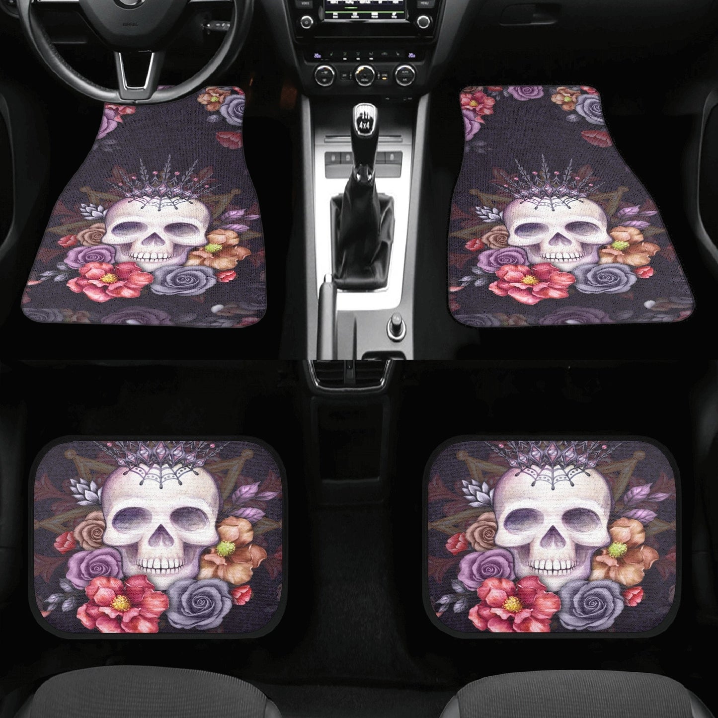 Skull Car Seat Cover car mat full set, Halloween car seat cover mat, KING skull seat cover for car gothic skull car mat seat protector cover
