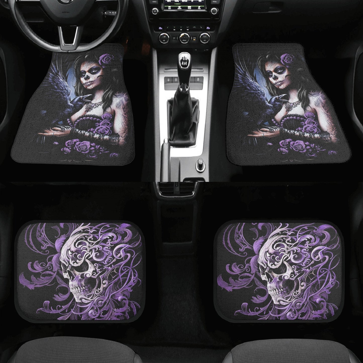 Girl Sugar skull Car Seat Covers car mat flower skull car seat protector rose Mexican skull car mat candy skull car accessories seat cover