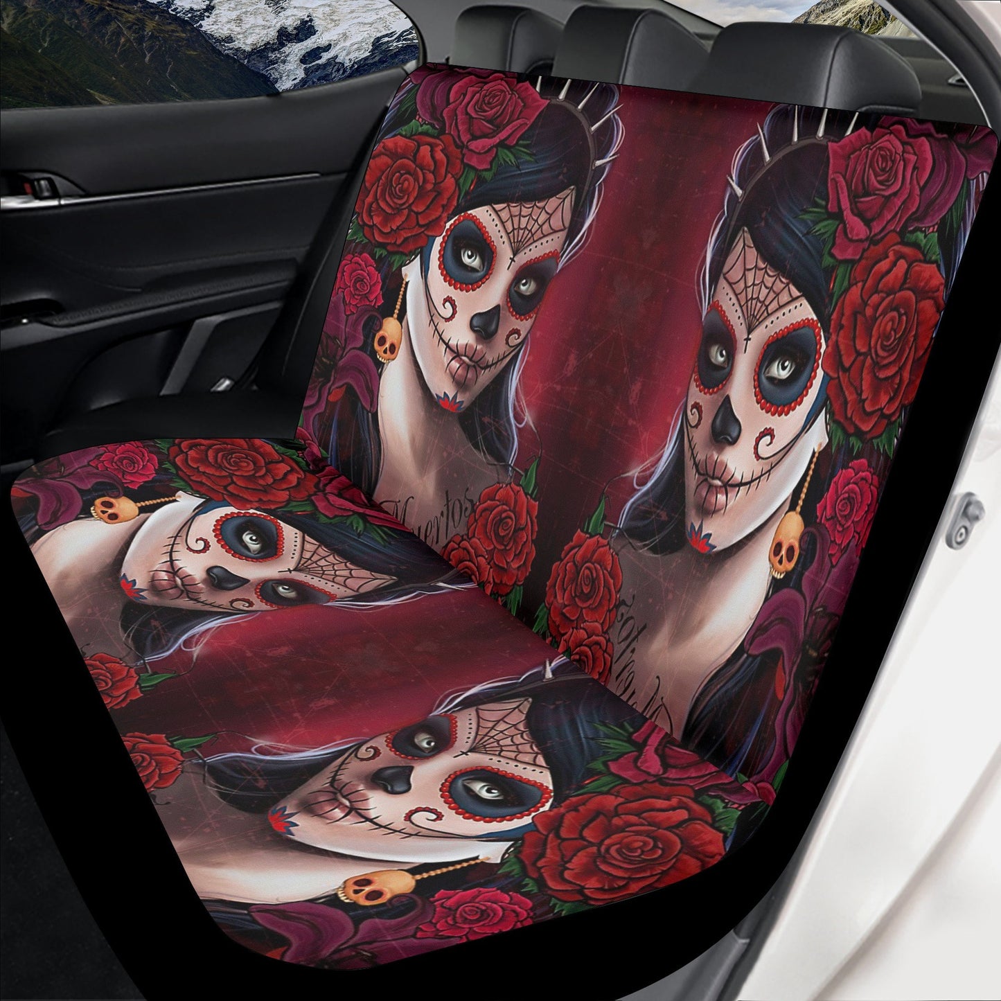 Girl Sugar skull Car Seat Covers car mat flower skull car seat protector Mexican skull girl car mat candy skull car accessories seat cover