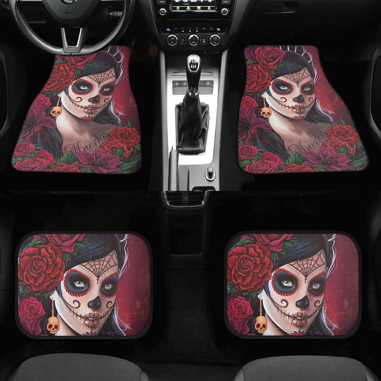 Girl Sugar skull Car Seat Covers car mat flower skull car seat protector Mexican skull girl car mat candy skull car accessories seat cover