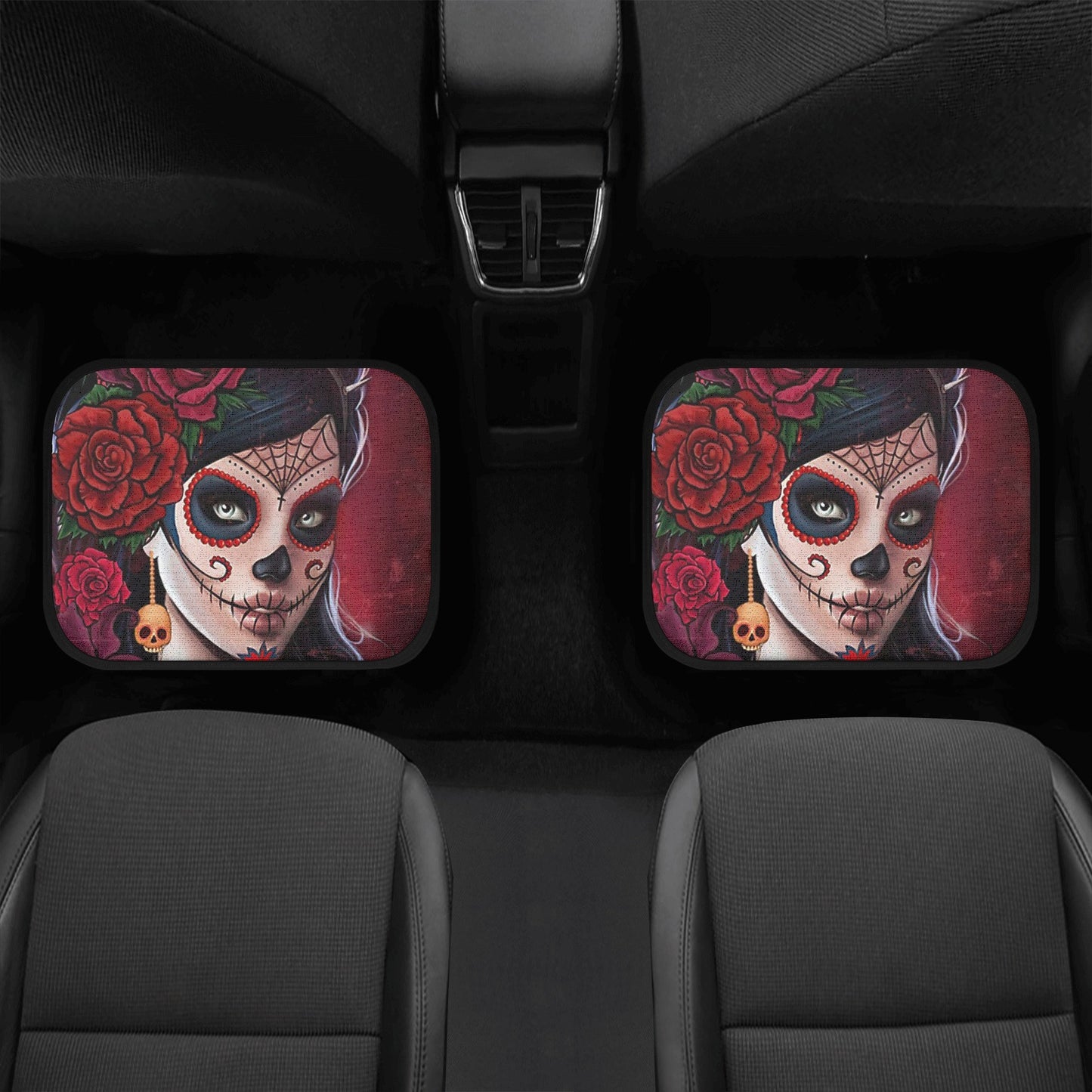 Girl Sugar skull Car Seat Covers car mat flower skull car seat protector Mexican skull girl car mat candy skull car accessories seat cover