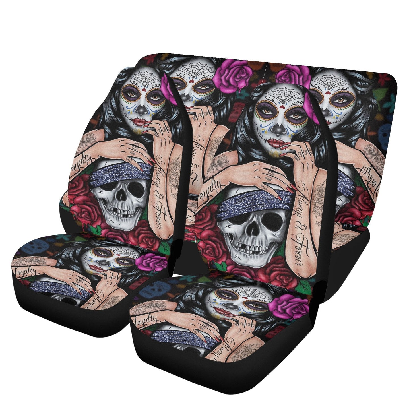 Sugar skull girl car seat cover, Sugar skull Car Seat Covers car mat flower skull car seat protector candy skull car accessories seat cover