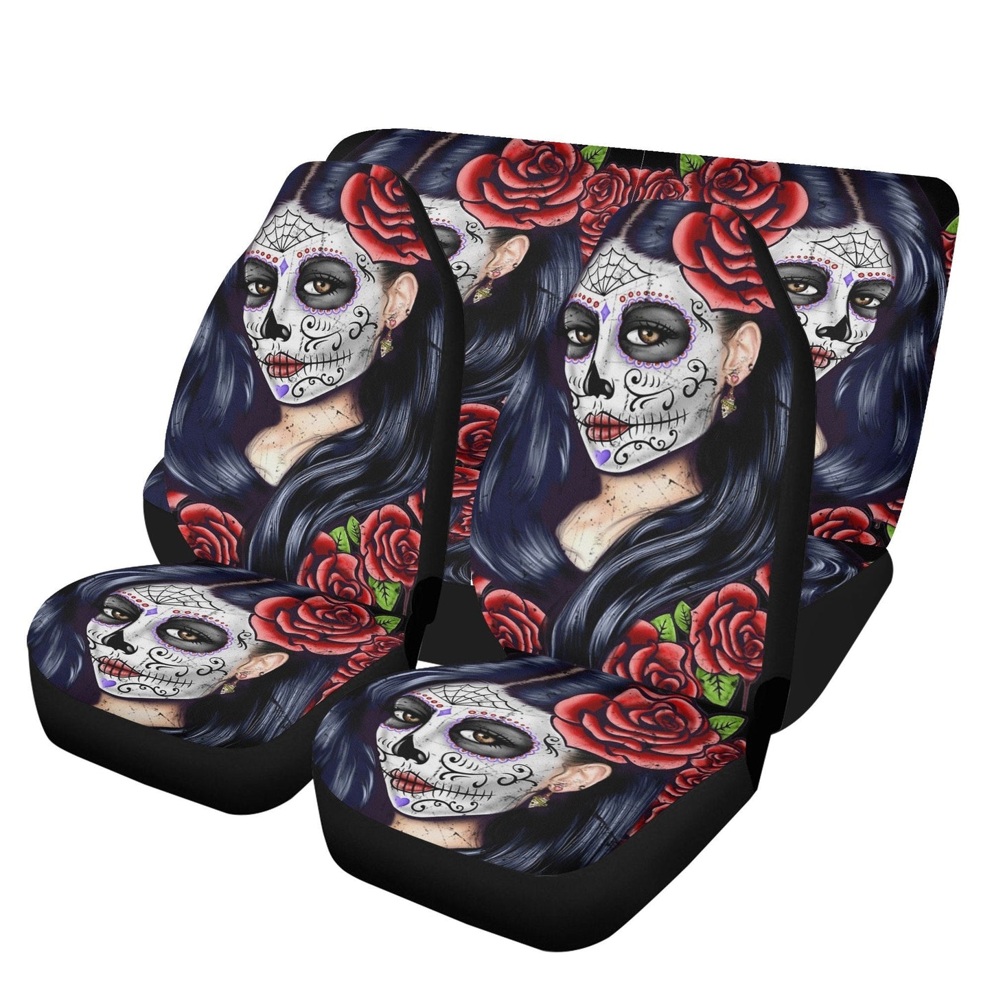 Sugar skull girl car seat cover, Sugar skull Car Seat Covers car mat flower skull car seat protector candy skull car accessories seat cover