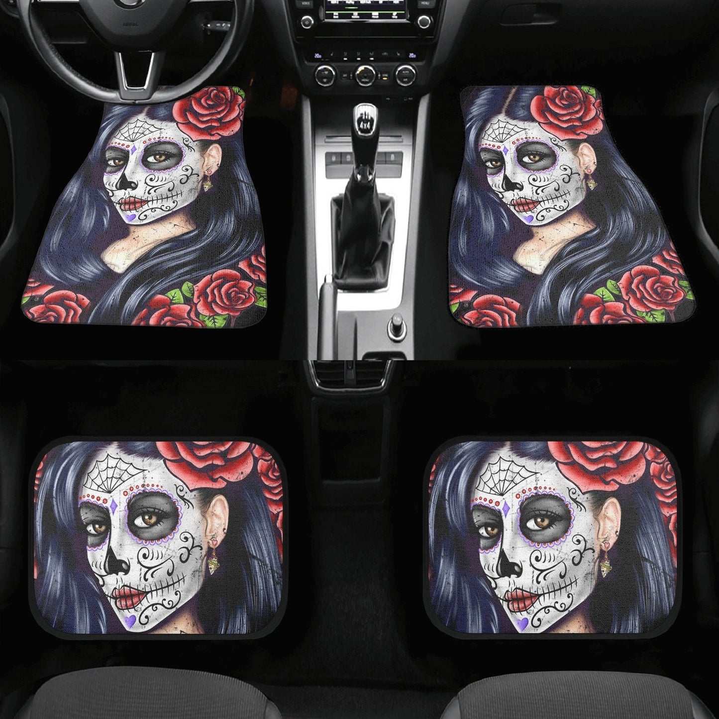 Sugar skull girl car seat cover, Sugar skull Car Seat Covers car mat flower skull car seat protector candy skull car accessories seat cover