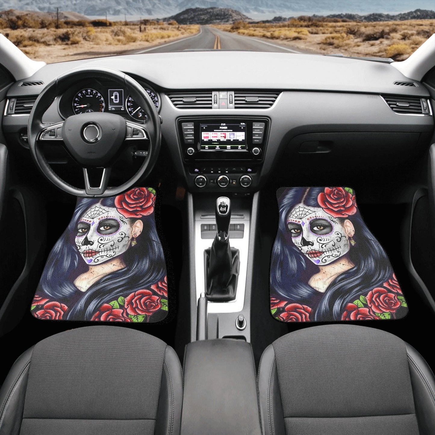 Sugar skull girl car seat cover, Sugar skull Car Seat Covers car mat flower skull car seat protector candy skull car accessories seat cover