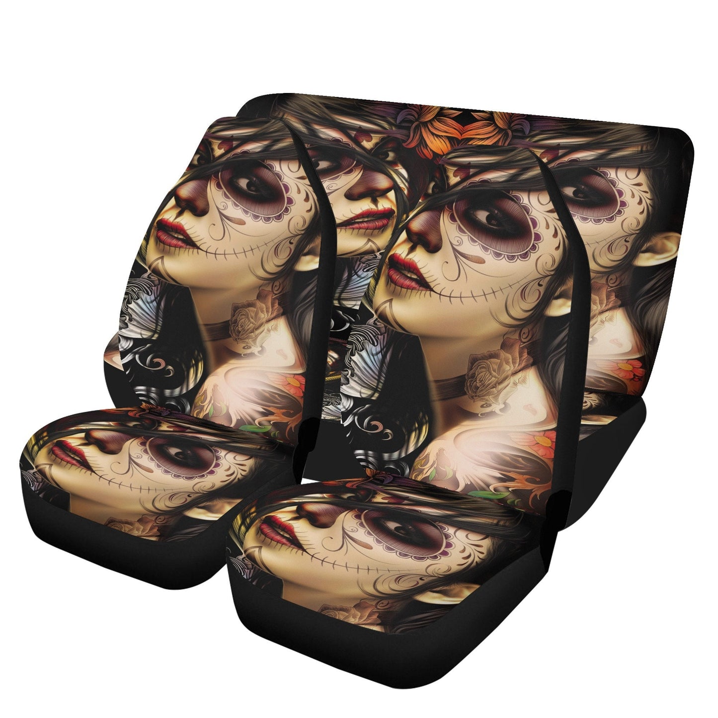 Sugar skull girl car seat cover, Sugar skull Car Seat Covers car mat flower skull car seat protector candy skull car accessories seat cover