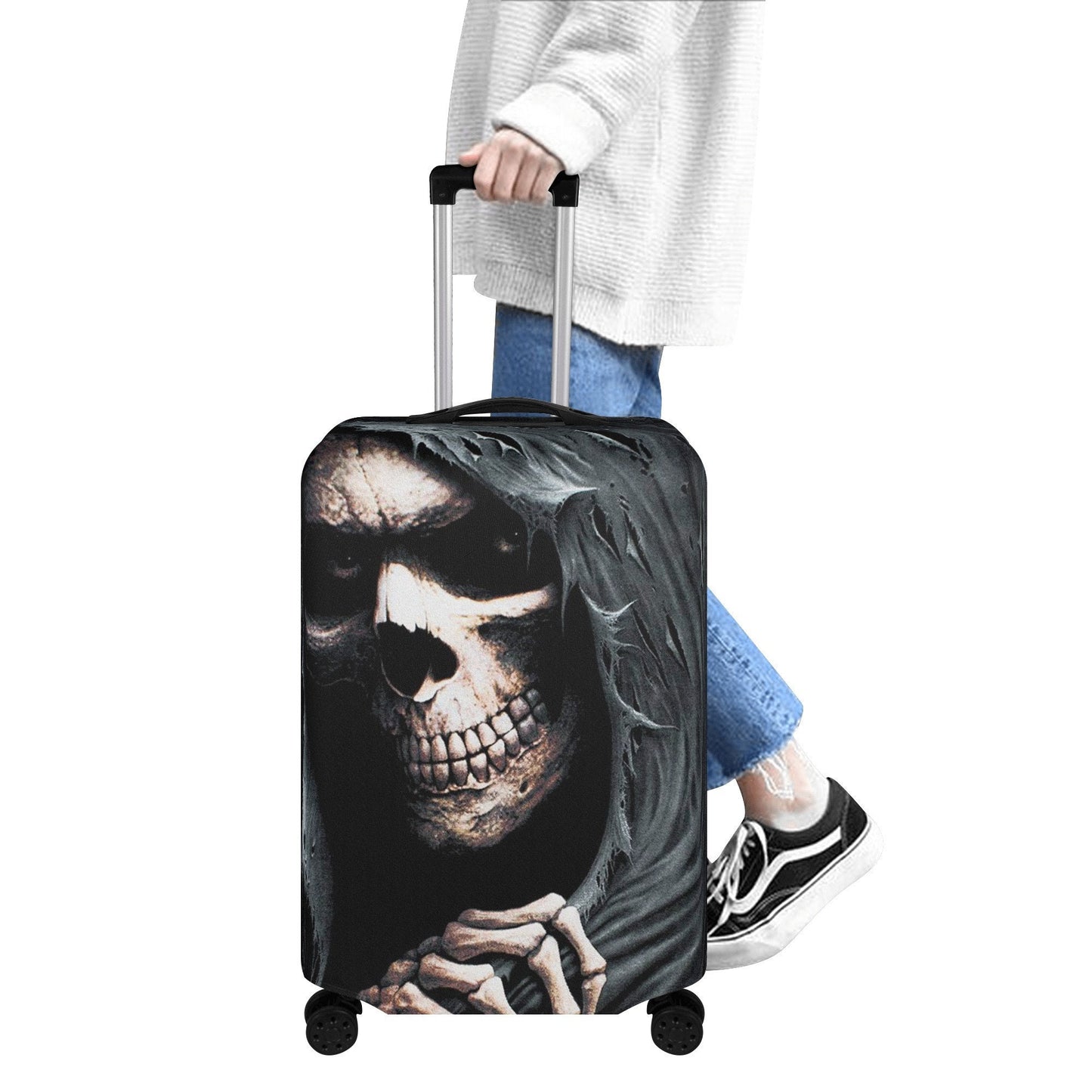 Grim reaper gothic skull luggage covers, skull in fire suitcase cover biker skull skeleton gothic skull luggage set suitcase cover protector