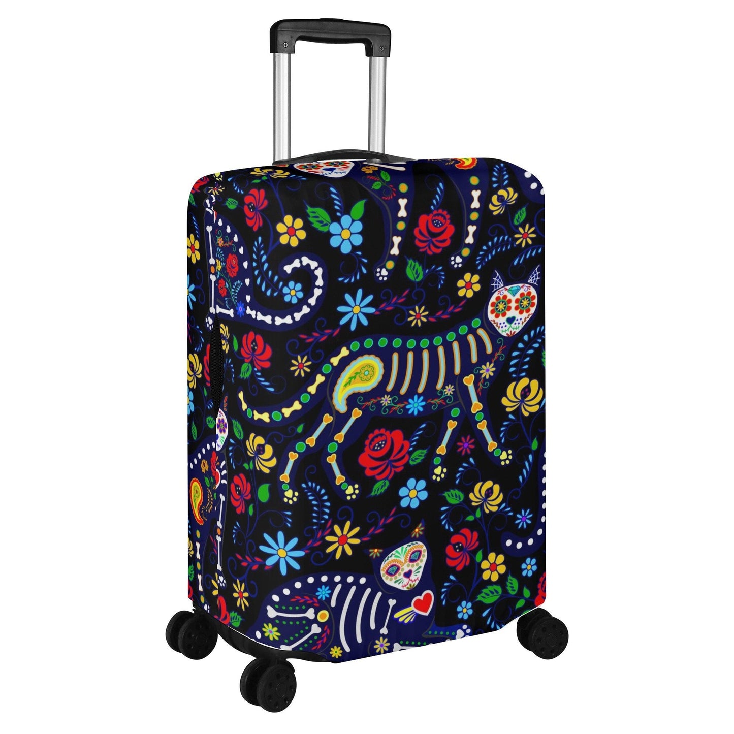 Sugar skull cat luggage covers, day of the dead candy skull suitcase cover, dia de los muertos skull mexican skull luggage suitcase covers