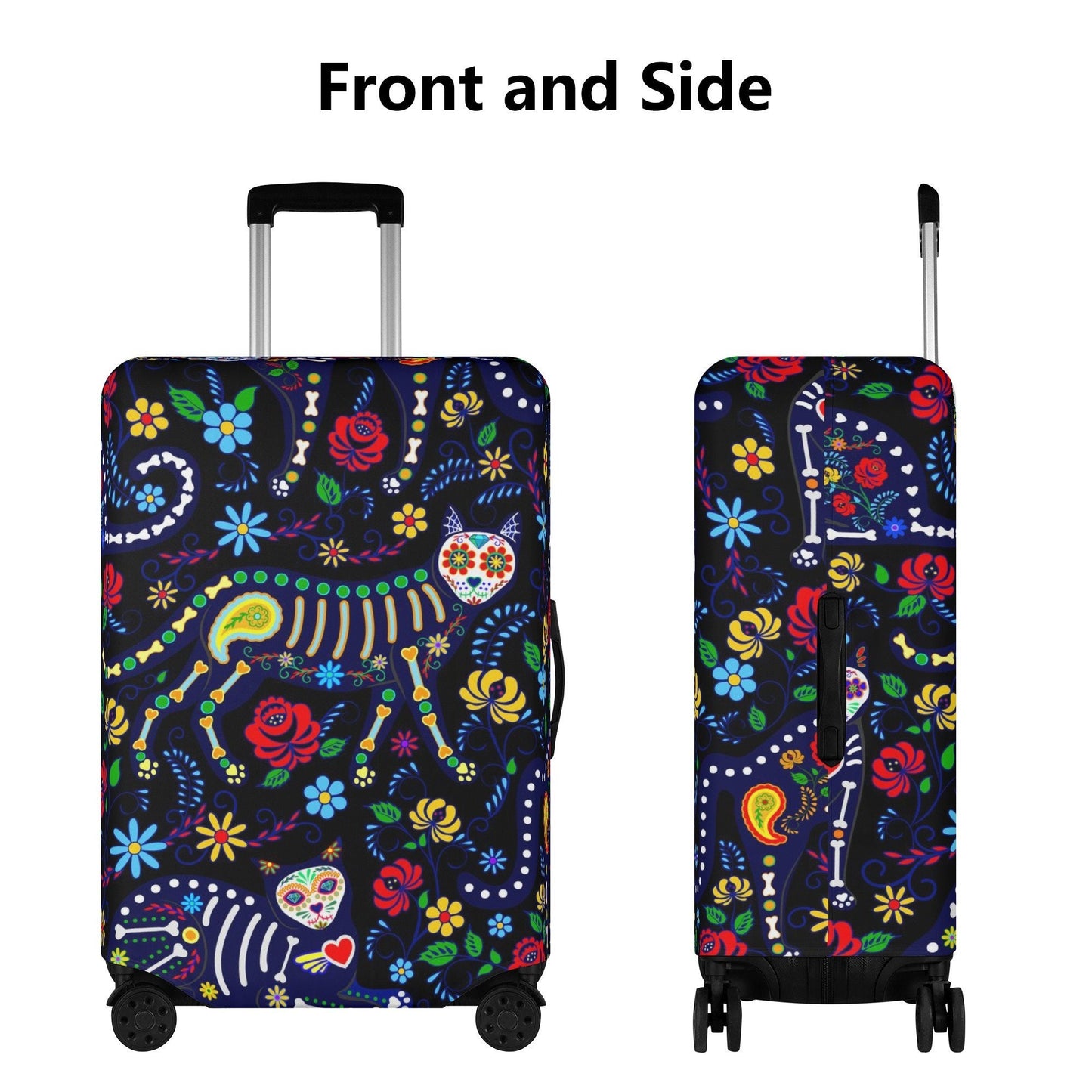 Sugar skull cat luggage covers, day of the dead candy skull suitcase cover, dia de los muertos skull mexican skull luggage suitcase covers