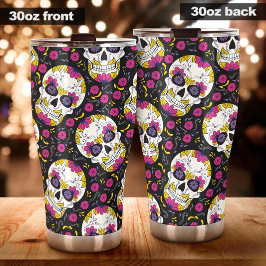Dia de los muertos skull tumbler, sugar skull cup mug tumblr, Candy skull tumbler, skull tumbler mug cup, skeleton gothic mug cup tumbler