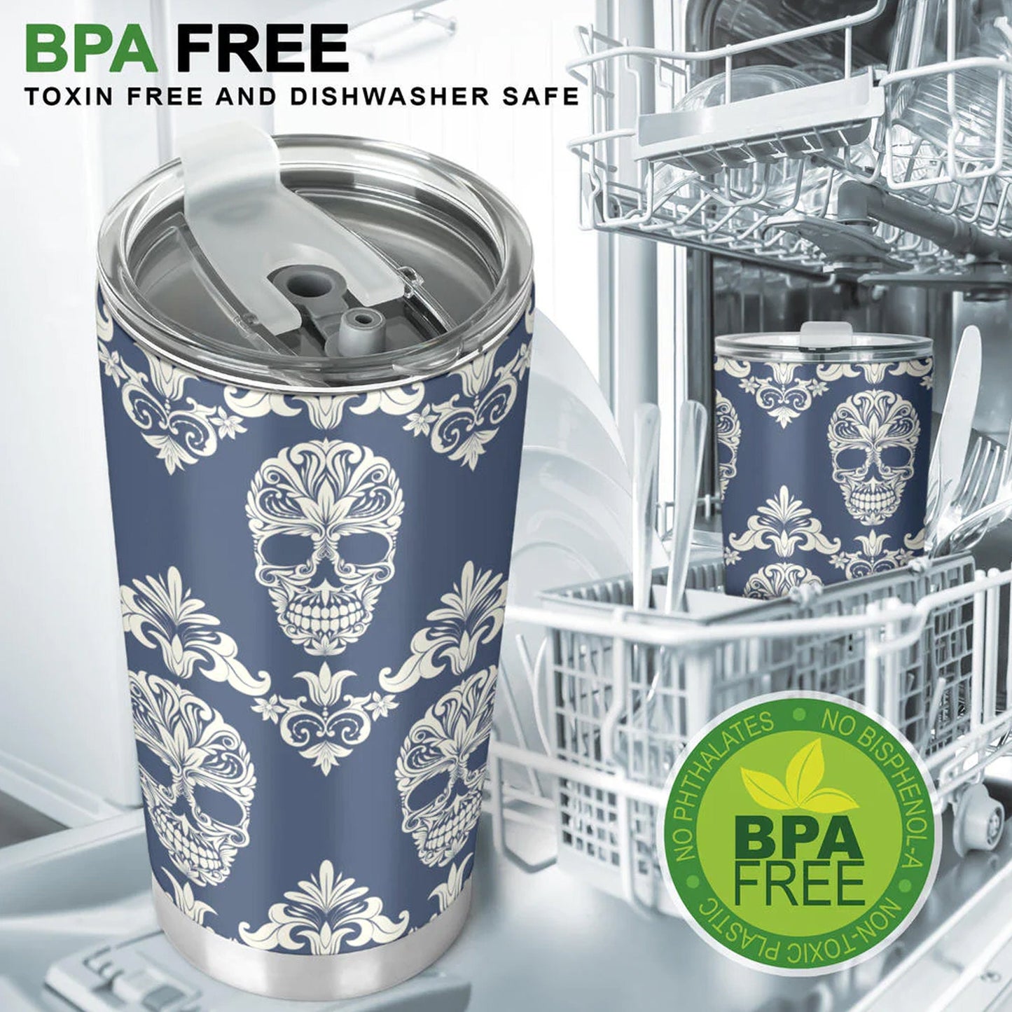 Candy skull tumbler, sugar skull cup mug tumbler, Day of the dead skull tumbler, skull tumbler mug cup, Mexican skull gothic mug cup tumbler