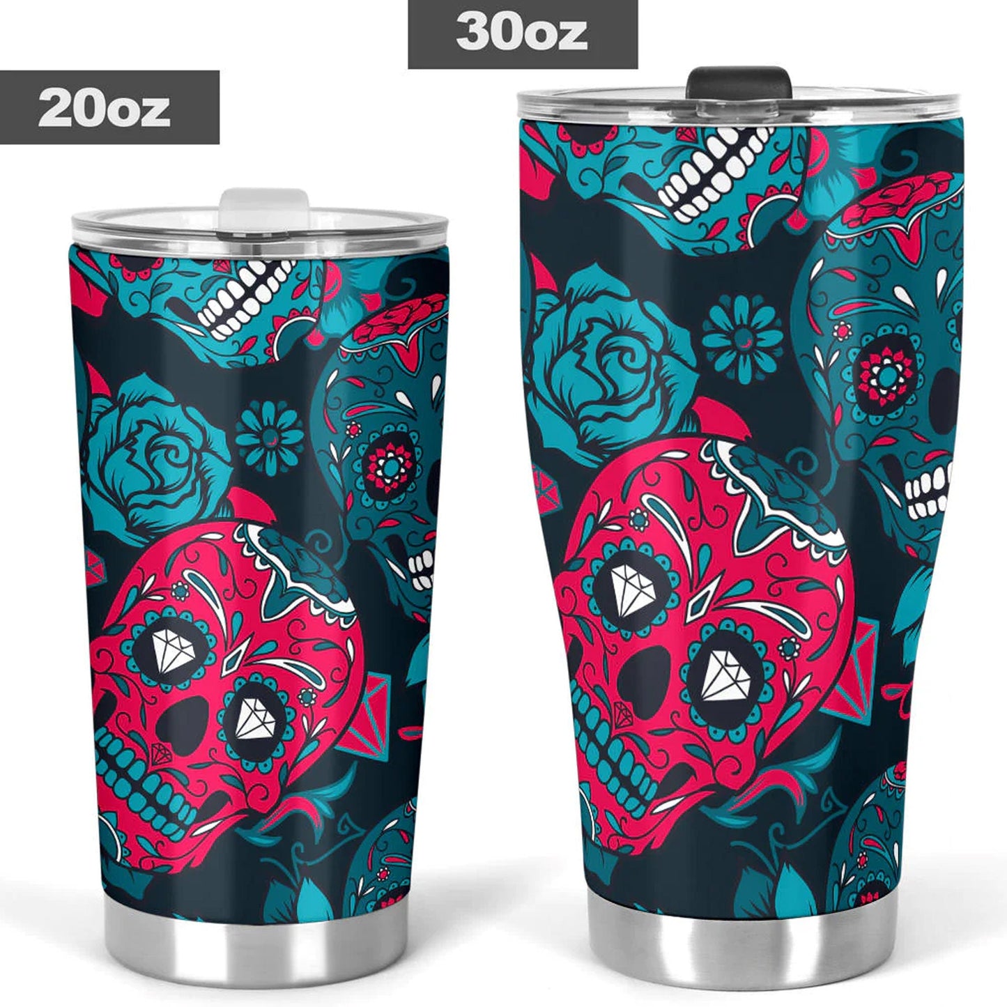 Mexican skull tumbler, sugar skull cup mug tumbler, Day of the dead skull tumbler, skull tumbler mug cup, Candy skull gothic mug cup tumbler