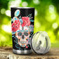 Floral skull tumbler, gothic skull cup mug, skull travel tumbler fire skull mug tumblr Halloween skeleton tumbler grim reaper gothic mug cup
