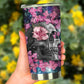 Floral skull tumbler, rose skull cup mug, skull travel tumbler Horror skull mug tumblr Halloween skeleton tumbler grim reaper gothic mug cup