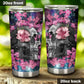 Floral skull tumbler, rose skull cup mug, skull travel tumbler Horror skull mug tumblr Halloween skeleton tumbler grim reaper gothic mug cup