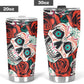 Floral skull tumbler, rose skull cup mug, skull travel tumbler Horror skull mug tumblr Halloween skeleton tumbler grim reaper gothic mug cup