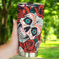Floral skull tumbler, rose skull cup mug, skull travel tumbler Horror skull mug tumblr Halloween skeleton tumbler grim reaper gothic mug cup