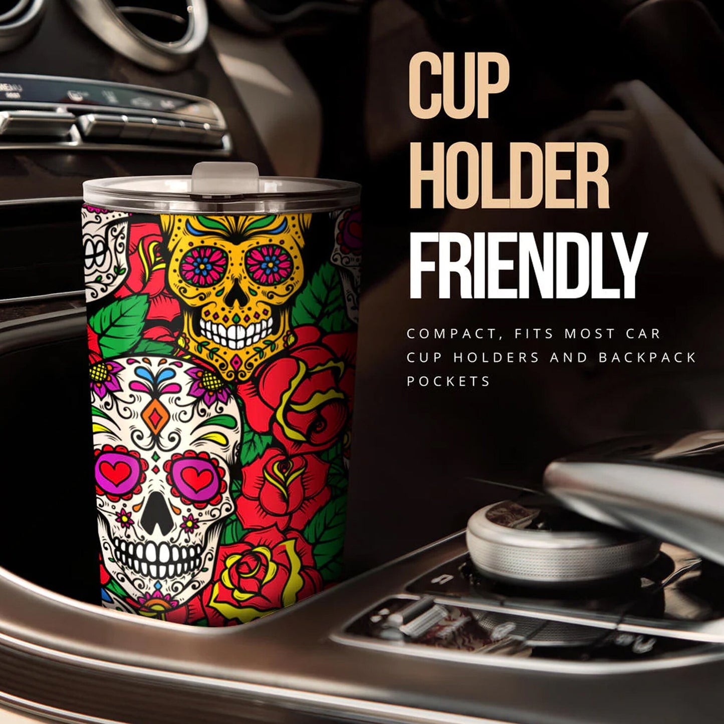 Candy skull tumbler, sugar skull cup mug tumbler, Dia de los muertos skull tumblr, skull tumbler mug cup, Candy skull gothic mug cup tumbler
