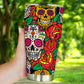 Candy skull tumbler, sugar skull cup mug tumbler, Dia de los muertos skull tumblr, skull tumbler mug cup, Candy skull gothic mug cup tumbler