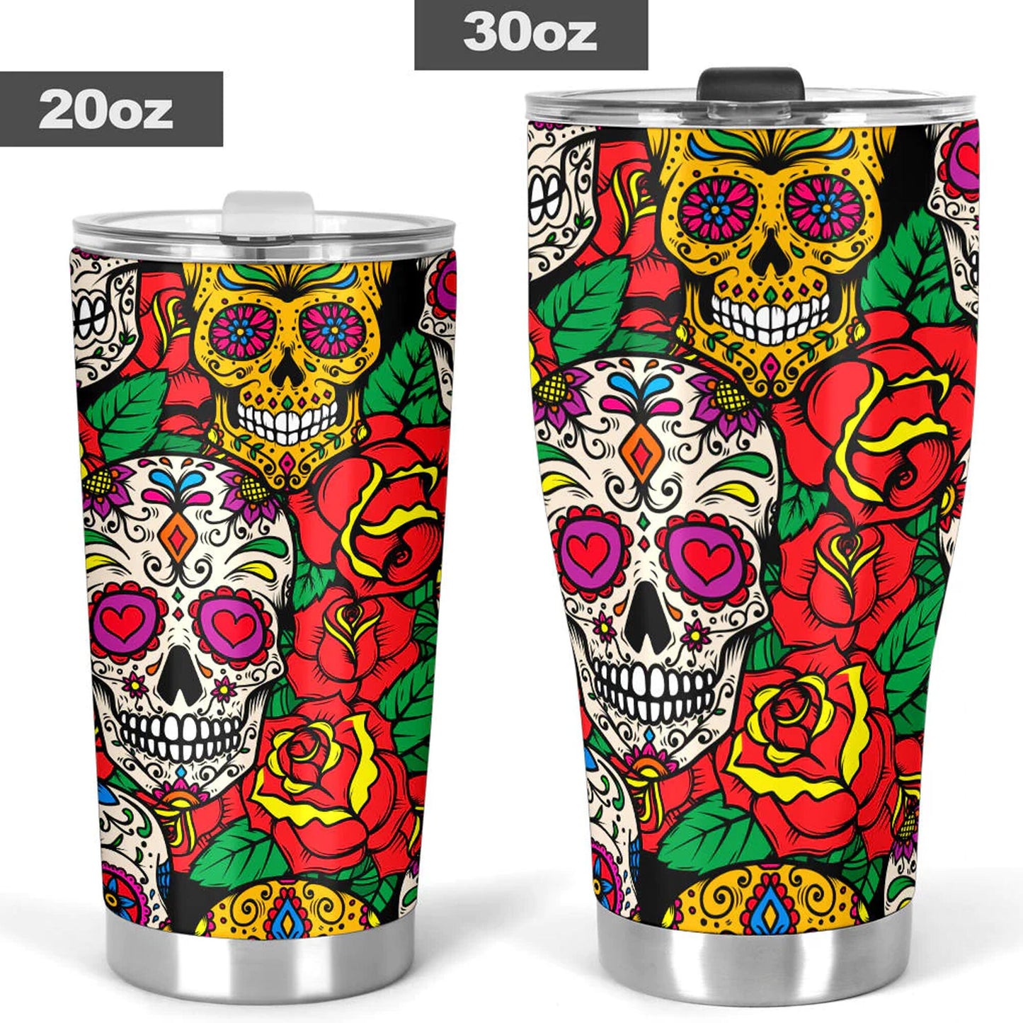 Candy skull tumbler, sugar skull cup mug tumbler, Dia de los muertos skull tumblr, skull tumbler mug cup, Candy skull gothic mug cup tumbler