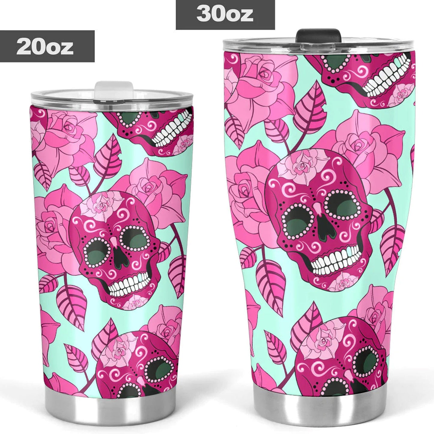 Floral skull tumbler, sugar skull cup mug tumbler, Dia de los muertos skull tumblr, skull tumbler mug cup, Day of the dead mug cup tumbler