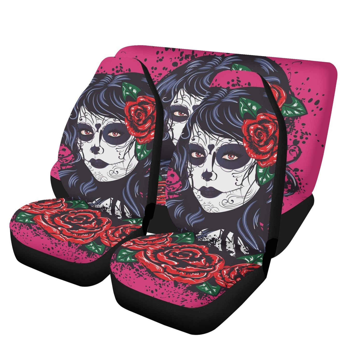 Sugar skull girl car seat cover, Sugar skull Seat Covers for car, flower skull car seat protector mat candy skull car accessories seat cover