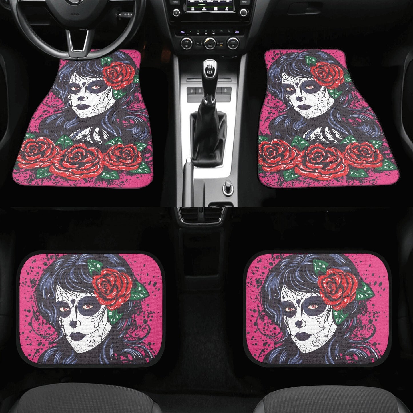 Sugar skull girl car seat cover, Sugar skull Seat Covers for car, flower skull car seat protector mat candy skull car accessories seat cover
