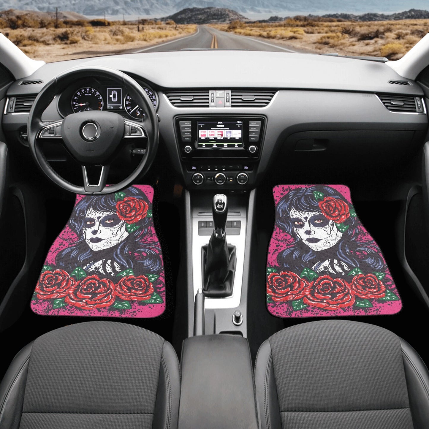 Sugar skull girl car seat cover, Sugar skull Seat Covers for car, flower skull car seat protector mat candy skull car accessories seat cover